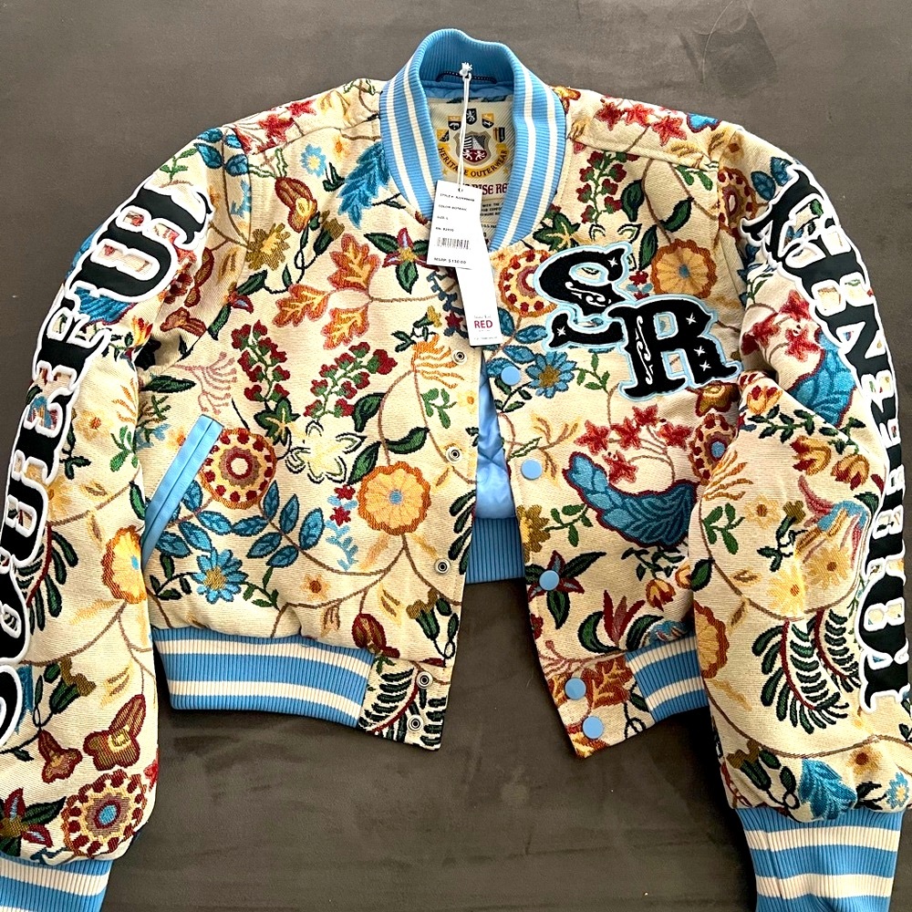 Floral Embroidered Bomber Jacket